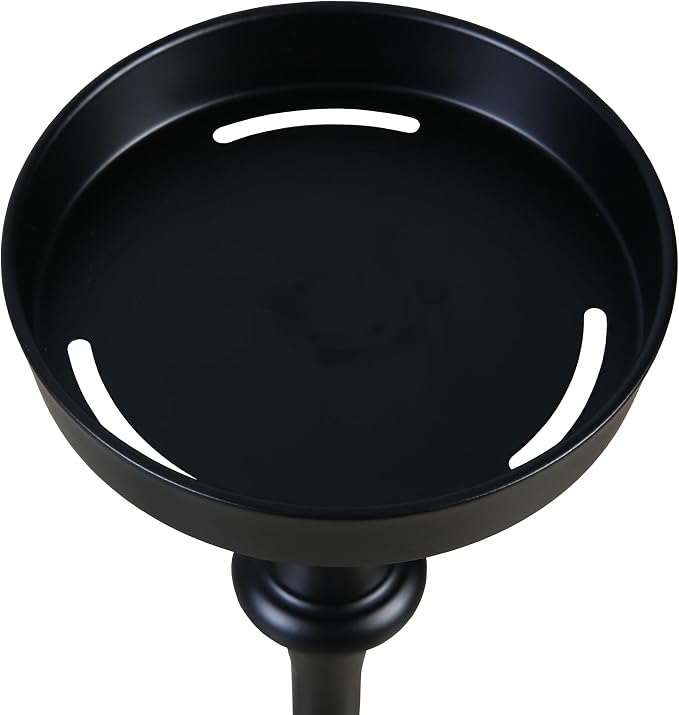 New Ridge Home Goods Set of 2 Outdoor/Indoor Martini Drink Tables, 6" Round Steel Side/End Accent Tables with Weighted Base – Powder-Coated Black