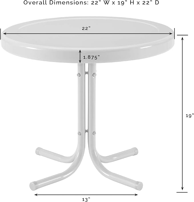 Pemberly Row Modern Sturdy Steel Metal Patio End Table, 22 x 22 x 19 in, Powder-Coated UV-Resistant Caribbean Blue Finish, Durable Outdoor Side Table for Deck, Porch, Backyard or Garden Use