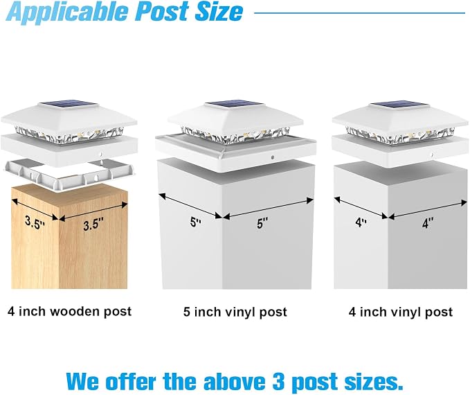 VOLISUN 4x4 Solar Post Cap Light 12pack,Solar Fence - Post Lights Outdoor Waterproof for Wooden/Vinyl Post,White Deck Post Cap Light Solar Powered with Warm White for Garden/Patio/Porch