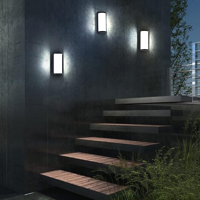 Modern Outdoor Wall Lights,Exterior Wall Sconce Lighting Fixtures,LED Wall Mounted Lamps,Matte Black Porch&Patio Light,IP65 Waterproof for Hallway Stairs Gardens(6000k)