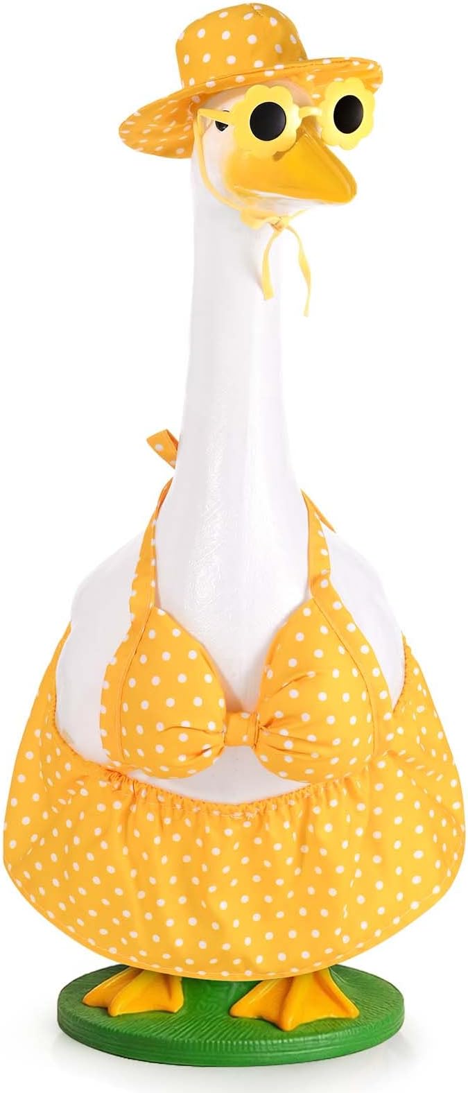 JcHrmers Hawaiian Goose Outfit Summer Porch Goose Outfits Bikini Goose Clothes for Outdoor Garden Yard Decor (Yellow Polka Dots, 23 Inch)
