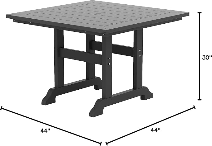 HDPE Laguna 43" Square Dining Table,Gray