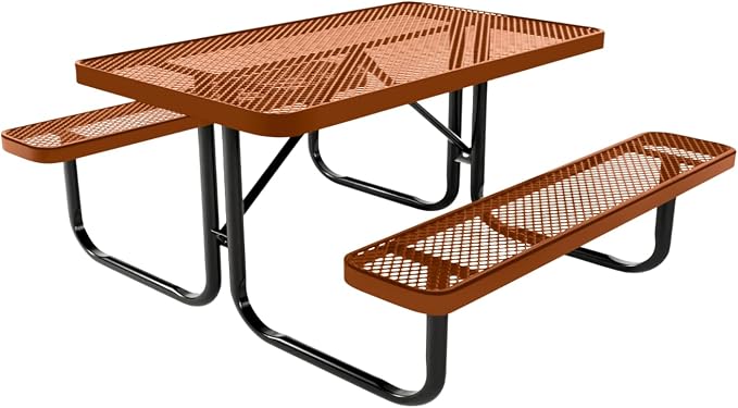 COATEDOUTDOORFURNITURE Heavy-Duty Portable Outdoor Kids Table, Expanded Metal Kids Picnic Table, Commercial-Grade Picnic Table, Made in America (4ft Rectangular, Childrens, Textured Copper)
