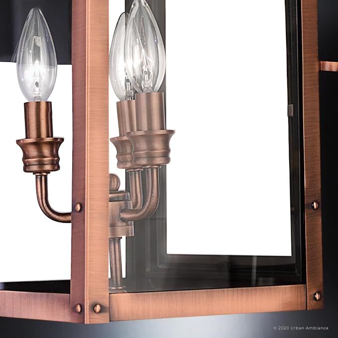 Urban Ambiance Luxury Antique Outdoor Wall Light, Large Size: 23" H x 12" W, with French Country Style Elements, Rustic Copper Finish, UQL1411, Longview Collection