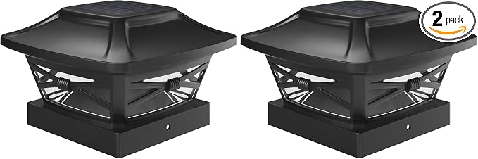 Davinci Lighting Renaissance Solar Outdoor Post Cap Lights - Includes Bases for 4x4 5x5 6x6 Posts - Bright LED Light - Slate Black (2 Pack)