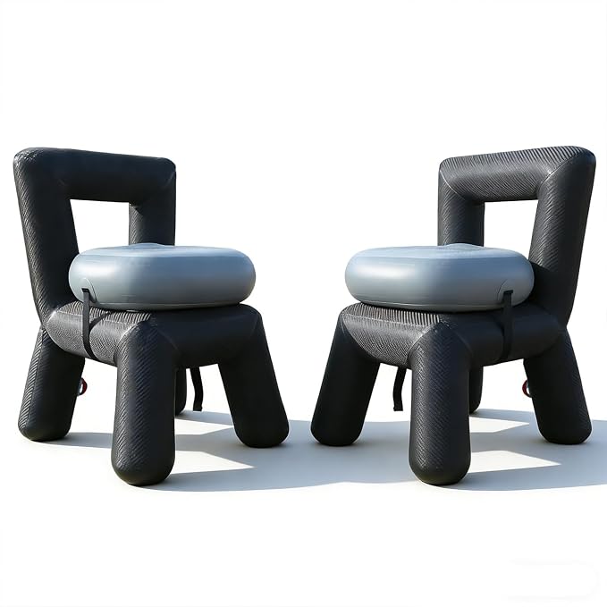 PlayDo Air Chair and Table Portable Blow Up Picnic Table Inflatable Camp Seats with Back Durable Camping Outdoor Furniture Lightweight Waterproof Stool Emergency Toilet Camping Potty, Two Chairs