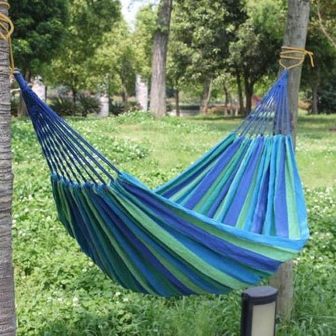 Leadigol Colorful Cotton Hammock,Outdoor Hammock Portable Hiking Single Hanging Bed Garden Hammock Swing Canvas Travel Bed Outdoors Camping Hanging Swing Sleeping Hammock