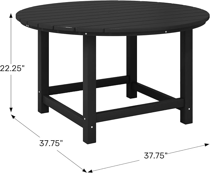WestinTrends Malibu Kids Outdoor Patio Furniture HDPE 38" Wide Round Dining Table, Navy Blue
