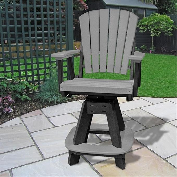 Pemberly Row Coastal Square Counter Height Dining Set, 5-Piece, Light Gray and Black Finish, High-Density Recycled Poly Material, Durable Adirondack Style, Outdoor Patio or Seaside Furniture