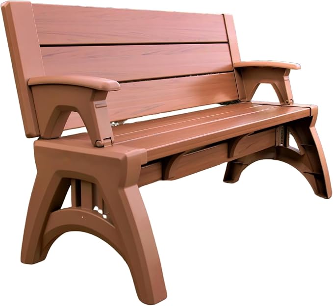 Convert-a-Bench 2-in-1 Outdoor Bench & Picnic Table - Foldable, Weather-Resistant Seating - Perfect for Patio, Lawn, Garden, or Deck - Durable & Easy Assembly - 1 Bench/Order, Sierra Timber