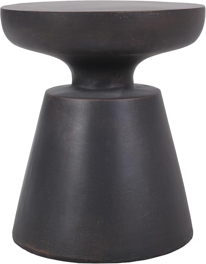 Penau Outdoor Lightweight Concrete Side Table, Modern Round Pedestal Accent Table, No Assembly, 17.75 x 17.75 x 20.50 Inchs, Copper Finish (Indoor Outdoor)