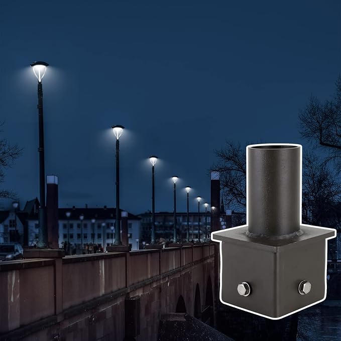 Tenon Adapter for 4 inch OD Square Pole Vertical Bracket Adapter with Slip Fitter Mount (2 3/8") Mounting Bracket Accessories for Outdoor Shoebox Lighting Parking Lot Light Street Light