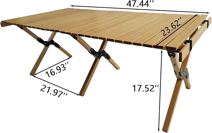 Portable Foldable Patio Dining Table Made of Natural Wood, Multi-Function Design for Indoor and Outdoor Applications
