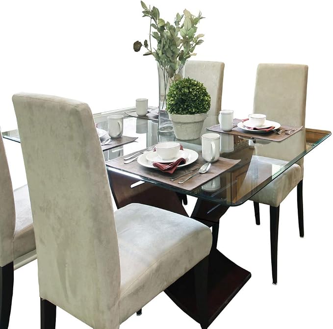 Dulles Glass 42 inch Square Glass Table Top - Tempered - 1/2" Thick Glass Surface, Safe Beveled Edge, Radius Corners, Multipurpose for Dining Table, Patio, Coffee and End Table