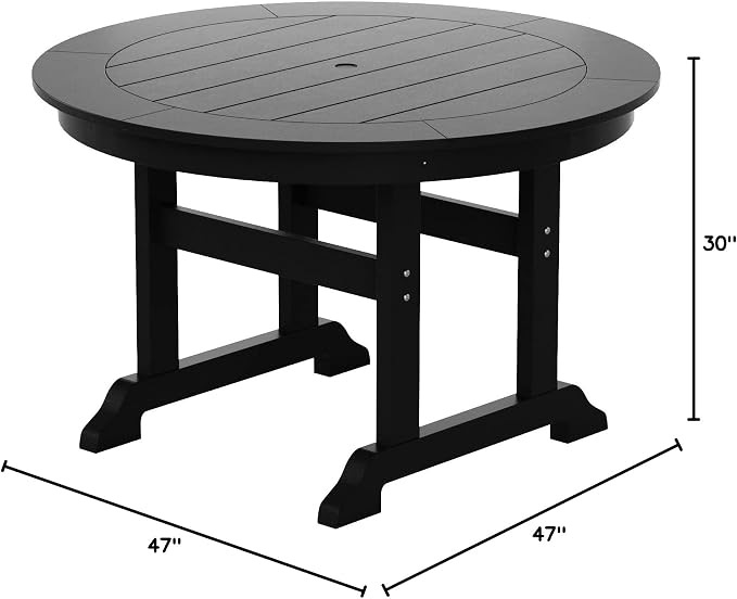 HDPE Laguna 47" Round Dining Table,Black