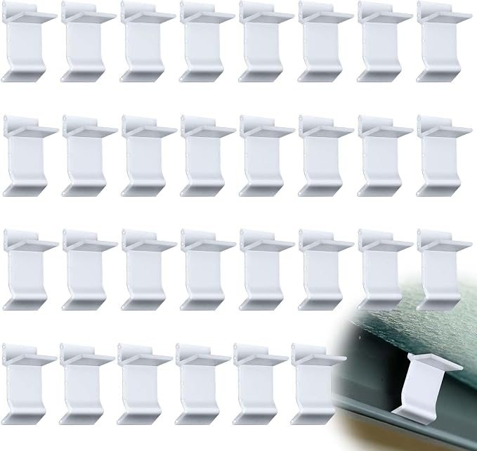 Wenfan 30 Pcs Table Rim Clips 1.26"x0.79" Nylon Patio Table Clips for Glass and Acrylic Table Tops White Patio Furniture Clips - Help Support Tabletops in Rim