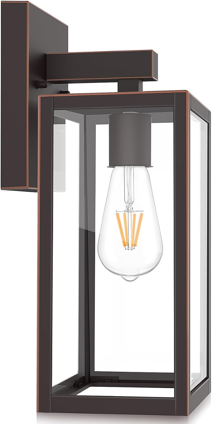 MAXvolador Outdoor Wall Lantern, Large Exterior Waterproof Wall Sconce Light Fixture, Oil Rubbed Bronze Anti-Rust Mount Lights, E26 Porch Patio Lighting | Exterior Waterproof Wall Mount Lamps, Anti-Rust Mount Lights, E26 Socket Porch Patio Lighting fix...