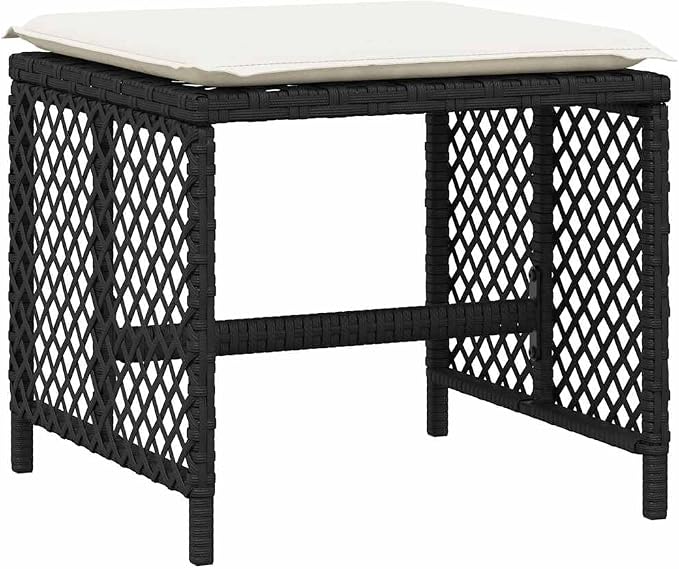 11 Piece Garden Dining Set, Outdoor Patio Furniture Set with Black Poly Rattan Table and Chairs, Space Saving Dining Set with Cushions for Backyard and Terrace