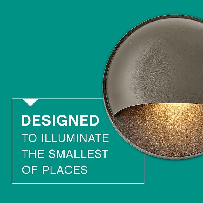 Hinkley Landscape Lighting Nuvi 15232BZ Round Low-Voltage LED Deck Sconce, Solid Vinyl Alloy, Dimmable, Mounts Flush on Surface, Bronze | Low Voltage, Vinyl Alloy, Integrated LED, Flush Mount Surface Light, Wiring Kit, ADA Compliant, Coastal Outdoor St...
