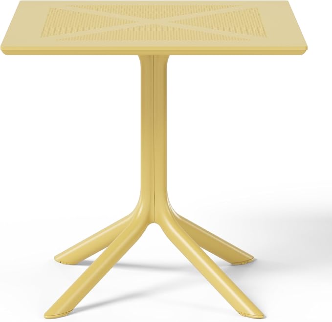 WestinTrends Playa 31.5" Square Plastic Outdoor Patio Dining Table for 4, Yellow