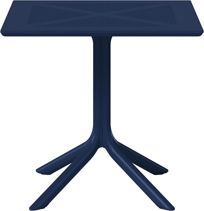 WestinTrends Playa 31.5" Square Plastic Outdoor Patio Dining Table for 4, Navy Blue