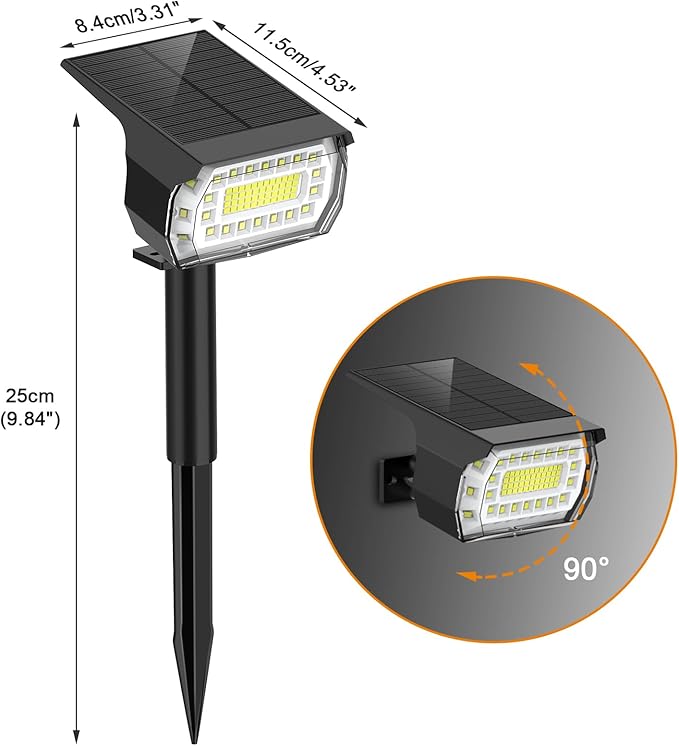 LANSOW Solar Spot Lights Outdoor, [76 LED/4 Pack] 2-in-1 Solar Landscape Spotlights, 3 Modes IP65 Waterproof Dusk to Dawn Solar Powered Flood Wall Lights for Yard Garden Pathway Outside(Cool White)