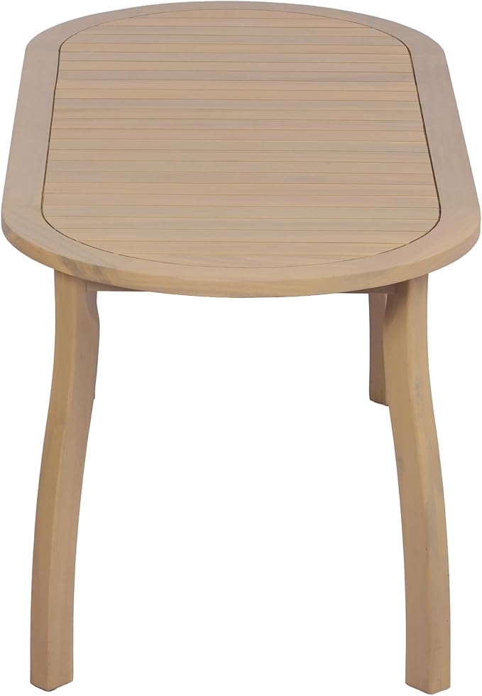 Christopher Knight Home Chuse Acacia Wood Dining Table Set for 6, Solid Wood Outdoor Dining Set for 6, 7 Piece Oval Patio Dining Table and Chair Set with Wicker Seat & Back, Light Brown + Light Teak