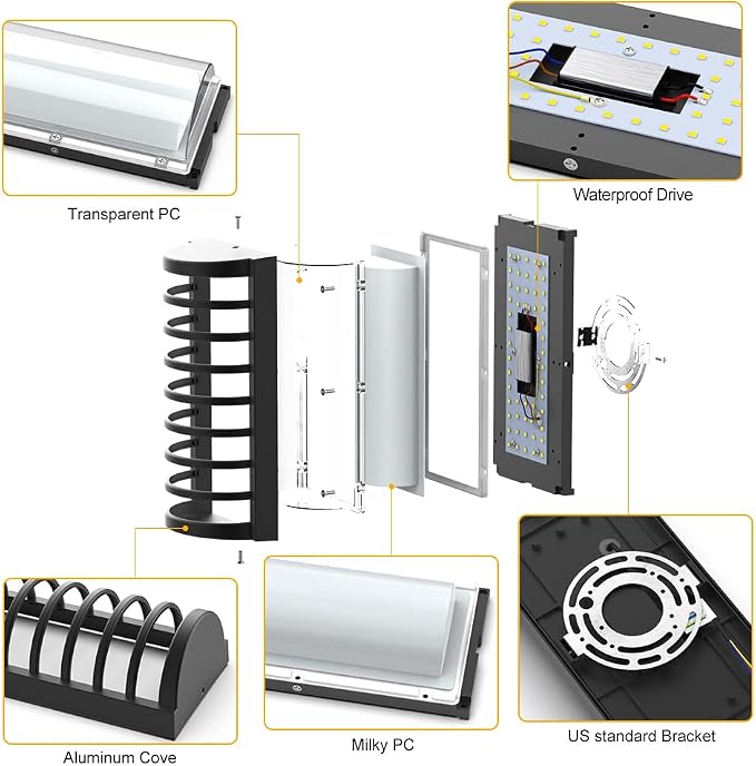 Modern Outdoor Wall Lights 2Packs, 3000k Warm White LED Exterior Light Fixtures,Wall Mounted Lamps,Matte Black Porch&Patio Light,IP65 Waterproof for Hallway Stairs Gardens(2packs)