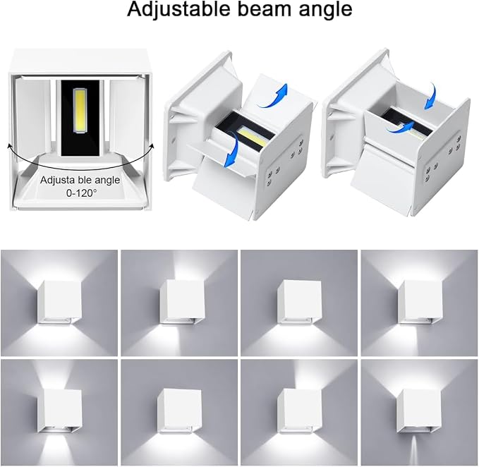 ledmo LED Outdoor Sconses Light Up and Down Wall Lights Aluminum IP65 4.7-Inch 20W High Power 6000K Cold White 1800LM Modern Exterior Lighting Fixture for Patio Home Yard 4 Pack