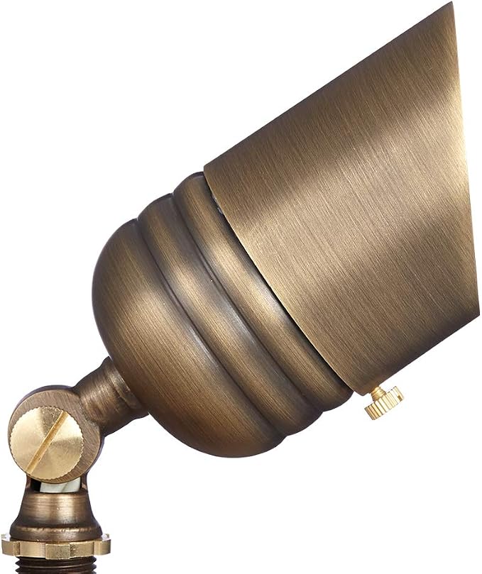 VOLT Fat Boy 12V Brass Outdoor Spotlight (Bronze) for Landscape Lighting | Lamp Ready, Low Voltage Uplight for Yard, Lawn, Garden, Patio, Trees & House