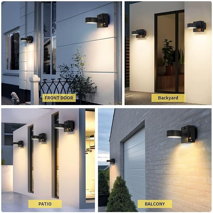 Porch Lights with GFCI Outlet, Dusk to Dawn Outdoor Wall Light with Outlet, LED Aluminum Exterior Light Fixture Waterproof, Outside Lights for House, Front, Door, Patio, Garage