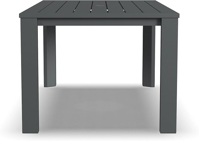 Homestyles Grayton Outdoor Rectangular Dining Table with Slatted Top, Made with a Recycled Aluminum Frame, Seats Upto 6