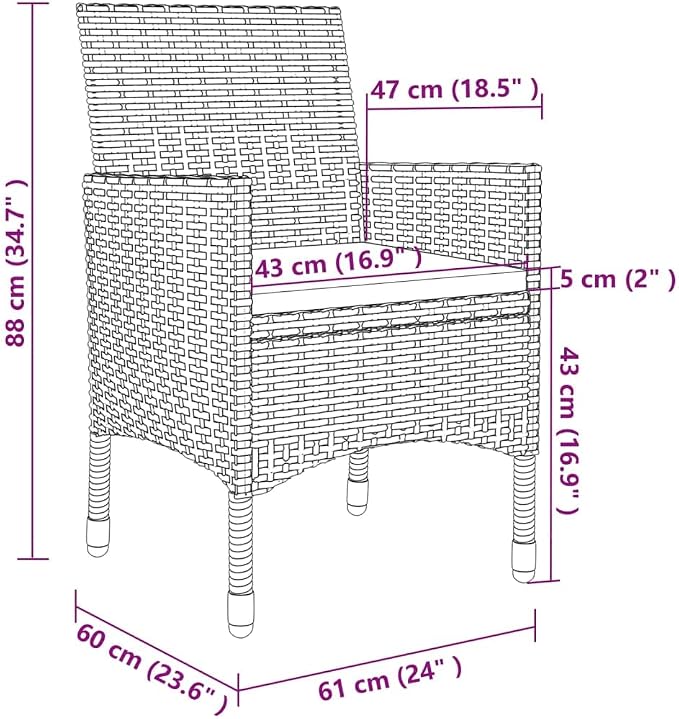 5 Piece Patio Dining Set with Cushions, Poly Rattan and Glass Table, Outdoor Garden Furniture for Backyard Deck, Weather Resistant Seating for 4, Easy Assembly Black White