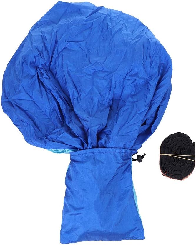 Portable Camping Travel Single Hammock, Lightweight Hanging Bed with Tree Straps and Metal Buckles, 300kg Capacity Nylon Hammock for Outdoor Hiking Backpacking (Matching Tree with Sky Blue and Blue)