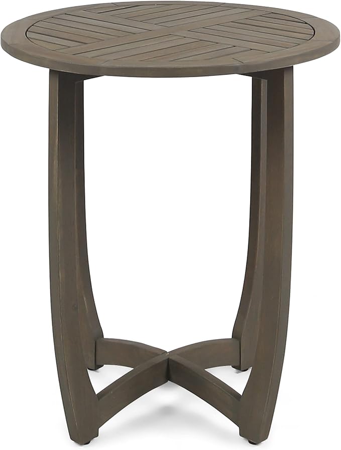 Patio Dining Table, Round Acacia Wood, Grey