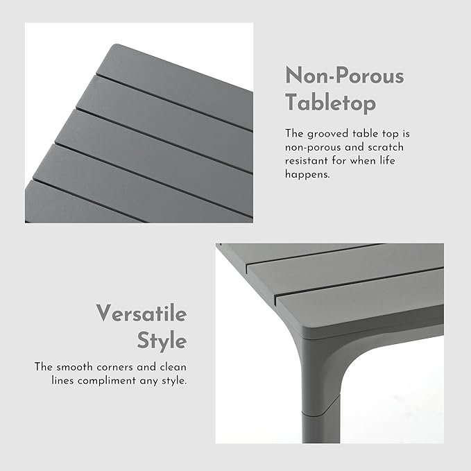 Modern Shade Cavo 79" All-Aluminum Outdoor Patio Dining Table, Minimalist Aluminum Patio Table with Elegant Easy-Clean Surface, Weather-Resistant Outdoor Dining Table for Garden, Indoor, Gray