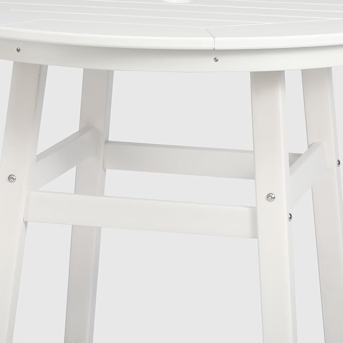 WestinTrends Outdoor 35" HDPE Round Patio Counter Height Bar Table, White