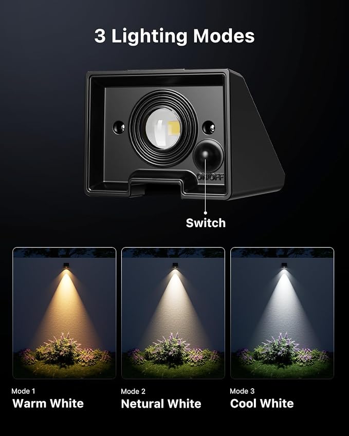 8 Pack Solar Powered Fence Lights Outdoor Wall Mount Decorative Waterproof Down LED for Deck, Outside Stairs, Pool Cage, Patio, Backyard, Garden, Bright 3 Color Temperatures Lamps with Easy to Install