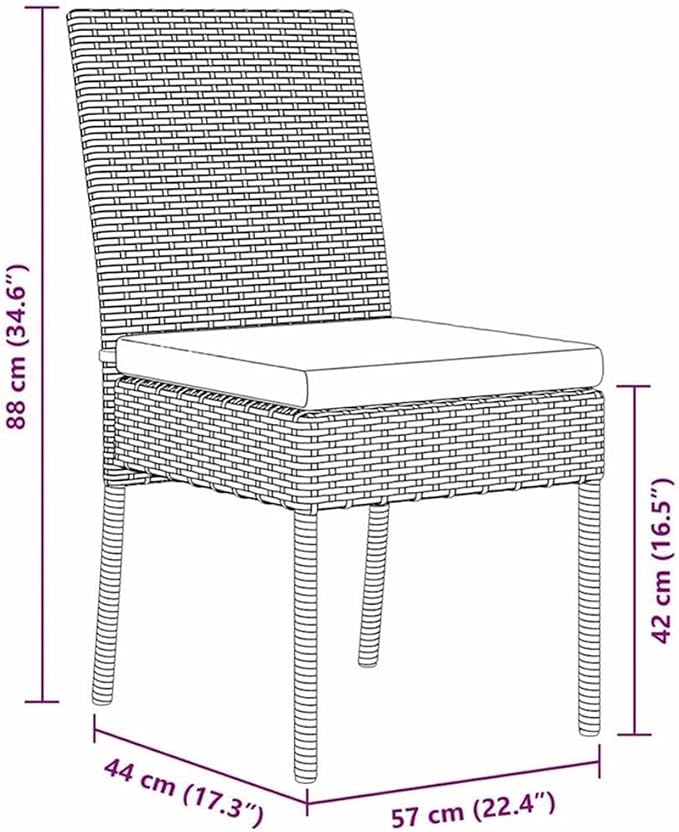 Afuera Living 5 Piece Poly Rattan Garden Dining Set, Black Finish, Powder-Coated Steel Frame, UV-Resistant Material, Removable Cushions with Zipper, Modern Patio or Garden Seating for Outdoor Dining