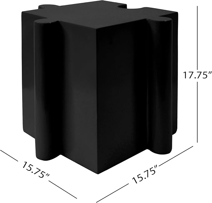 Christopher Knight Home Daton 3 Piece Interlocking Outdoor Side Table Set, Modular Lightweight Concrete Coffee Table, Convertible MGO End Table for Indoor&Outdoor, Creative Set Up, Black+White