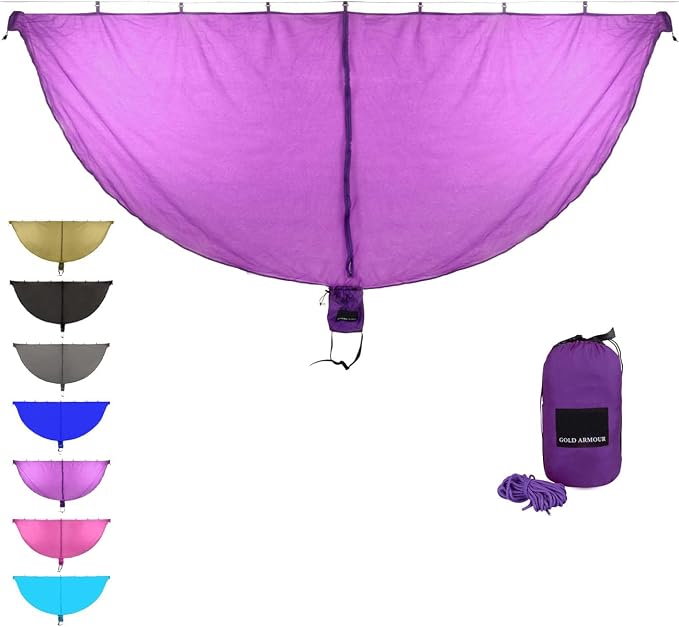 Gold Armour Hammock Bug Net, Mosquito Net Bugs - Premium Mesh Netting, Guardian of No See Um and Insects - Perfect Equipment Gear Accessories for Your Double Hammocks and Single Hammock (Purple)