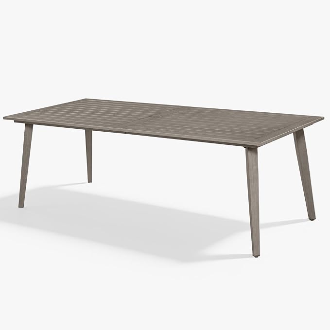 Outdoor Patio Dining Table for 8, Never-Rust Aluminum Outdoor Dining Table with 2.2" Umbrella Hole, 8 Person Patio Dining Table Furniture for Decks, Garden, Porch, Lawn, Limed Oak