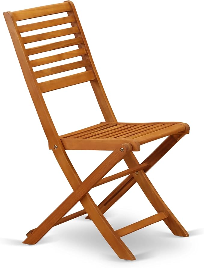 East West Furniture AEBS7CWNA 7 Piece Outdoor Patio Dining Sets Consist of a Rectangle Acacia Wood Table and 6 Folding Side Chairs, 36x60 Inch, Natural Oil