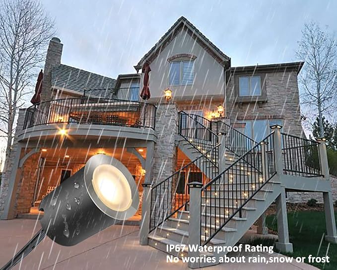 10 Pack Recessed LED Deck Light Kits with Protecting Shell, 32mm, Warm White, IP67 Waterproof, 12V Low Voltage, for Outdoor Garden, Patio, Stair, Kitchen Decoration