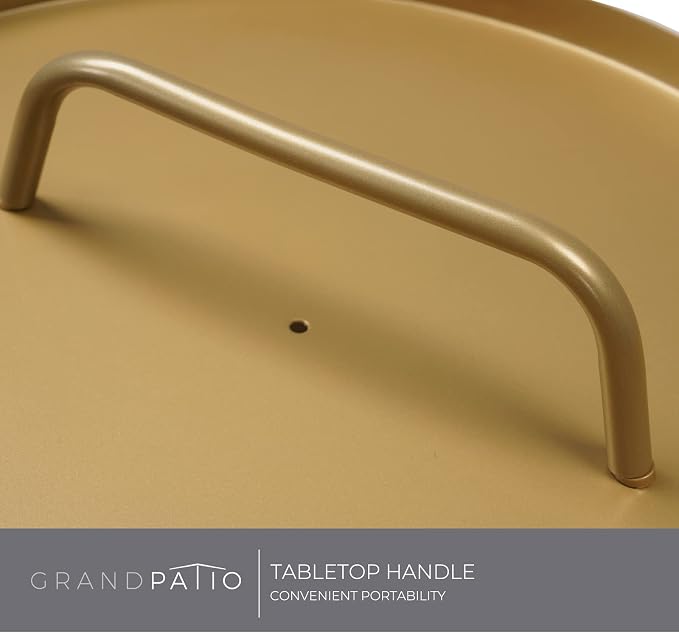 Grand patio Outdoor Side Table with Handle Portable Small End Table 17-in Round Side Coffee Table Gold
