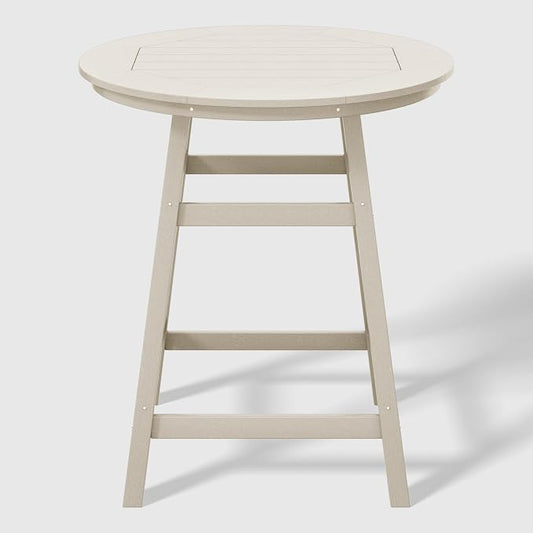 WestinTrends Outdoor 35" HDPE Round Patio Counter Height Bar Table, Sand