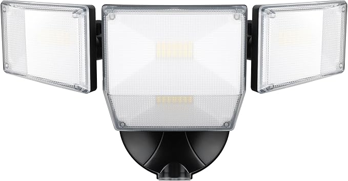 85W 10000LM Dusk to Dawn Outdoor Lighting, 4-Head Super Bright LED Flood Light, 5000K Daylight, IP65 Waterproof Hardwired Exterior Security Light for House Garage, Yard, Backyard (Black)