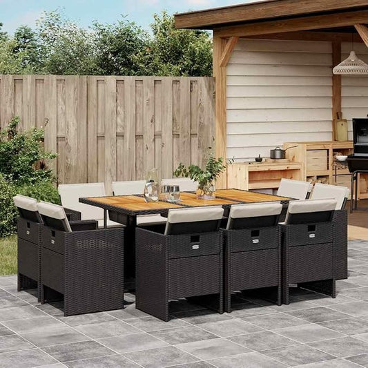 Modern Garden Dining Set & Patio Furniture Black Poly Rattan Outdoor Dining Set Patio Dining Set for Garden Backyard Patio 65.0 x 41.7 x 28.7 in