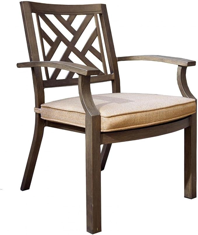 Darlee Brooklyn 9 Pc Aluminum Dining Set w/ 86 X 44 Inch Table in Multi Brown/Sesame