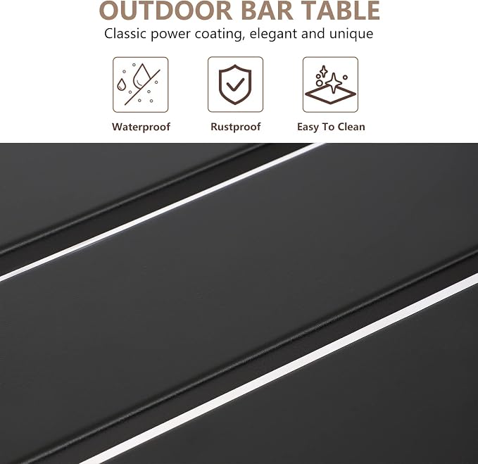 Outdoor Bar Table, Patio Counter Height Bar Table, 55" Rectangle Bar Tables for Patio, Garden, Yard, Balcony, Poolside